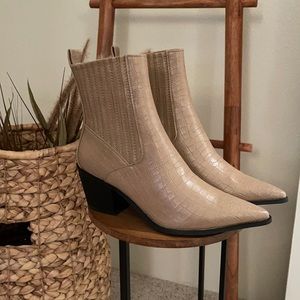 Nasty Gal Nude Croc Booties
